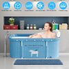Portable Collapsible Bathtub Freestanding Soaking Shower¡th Tub Foldable Shower Stall Tub 330LBS Max Load with Inflatable Backrest and Water Seatô