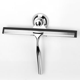 10.24in Shower Squeegee Cleaner All-Purpose Stainless Steel Glass Car Window Wiper w/ Suction Cup Hook¯r Shower Doors Bathroom Mirror