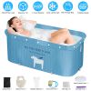 Portable Collapsible Bathtub Freestanding Soaking Shower¡th Tub Foldable Shower Stall Tub 330LBS Max Load with Inflatable Backrest and Water Seatô