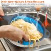 3Pcs Collapsible Colander Set Heat Resistant Vegetable Fruit Pasta Strainer Over The Sink Folding Drainer Extendable Thickened Handles For Fruits Spag