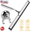 10.24in Shower Squeegee Cleaner All-Purpose Stainless Steel Glass Car Window Wiper w/ Suction Cup Hook¯r Shower Doors Bathroom Mirror