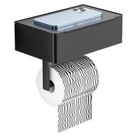 Toilet Paper Holder with Flushable Wipes Dispenser Wall Mountôainless Steel Matte Black Toilet Paper Holder with Shelf¯r Bathroom