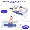 Baby Bath Tub with Thermometer Collapsible Travel-Friendly 0-24Months Baby Bathtub with Drain Hole For Newborn Infant Toddler Odorless Non-Toxic Folda