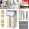 Flat Floor Mop Bucket Set Self Cleaning Wet Dry Usage with 2Pcs Reusable Microfiberop Pads