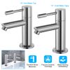 2pcs/Pair Bathroom Sink Faucet Cold & Hot Water Basin Tap 2 Hole Brass Construction Chrome Finish