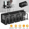 4 Slots Multifunctional Wall Mount Toothbrush Holder Rack Organizer Shelf No Drilling