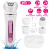 5 In 1 Electric Body Epilator Rechargeable Women's Grooming Kit Epilator Shaver Facial Brush Callus Remover 5-Point Massager with LED Light LED Displ