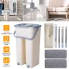 Flat Floor Mop Bucket Set Self Cleaning Wet Dry Usage with 2Pcs Reusable Microfiberop Pads