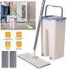 Flat Floor Mop Bucket Set Self Cleaning Wet Dry Usage with 2Pcs Reusable Microfiberop Pads