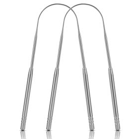 2Pcs Tongue Scraper Cleaner Stainless Steel Dental Fresh Breath Cleaning Oral Tongue Care Tool