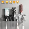 4 Slots Multifunctional Wall Mount Toothbrush Holder Rack Organizer Shelf No Drilling