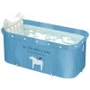 Portable Collapsible Bathtub Freestanding Soaking Shower¡th Tub Foldable Shower Stall Tub 330LBS Max Load with Inflatable Backrest and Water Seatô
