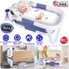 Baby Bath Tub with Thermometer Collapsible Travel-Friendly 0-24Months Baby Bathtub with Drain Hole For Newborn Infant Toddler Odorless Non-Toxic Folda