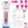 5 In 1 Electric Body Epilator Rechargeable Women's Grooming Kit Epilator Shaver Facial Brush Callus Remover 5-Point Massager with LED Light LED Displ