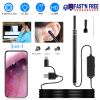 Ear Endoscope Otoscope Visual Earpick Ear Cleaning Camera Ear Wax Removal Tool IP67 Waterproof 3 in 1 Borescope w/ 6 Adjustable LED for Android