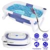 Baby Bath Tub with Thermometer Collapsible Travel-Friendly 0-24Months Baby Bathtub with Drain Hole For Newborn Infant Toddler Odorless Non-Toxic Folda