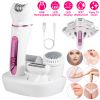 5 In 1 Electric Body Epilator Rechargeable Women's Grooming Kit Epilator Shaver Facial Brush Callus Remover 5-Point Massager with LED Light LED Displ