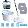 Spin Mop and Bucket with Wringer Set Flat Floor Mop with Clean and Dirty Water Separate System 2 Replaceable Reusable Washable Microfiber Mop Pads