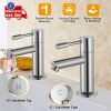 2pcs/Pair Bathroom Sink Faucet Cold & Hot Water Basin Tap 2 Hole Brass Construction Chrome Finish