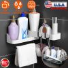 180otatable Bathroom Corner Caddy Shelf No Drilling Wall-Mounted Storage Rack for Toiletries