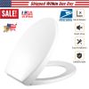 Oval Shaped Toilet Seat with Grip-Tight Seat Bumpers Heavy-Duty Quiet-Close Quick-Release Easy Cleaning White UK
