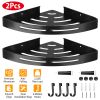 2Pcs Corner Shower Caddy Shelf Adhesive Bathroom Wall Mounted Storage Racks Aluminum Organizers For Bathroom Toilet Kitchen Dorm