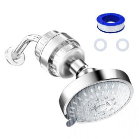 Shower Head with Filter 20 Stage High-Pressure Round Shower Head 4.33in Powerful Rain Shower Head with 5 Modes 360otatable for Remove Chlorine and