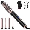 5 in 1 Curling Wand Hair Curling Iron Brush Hair Thermal Brush Curler with 4 Heating Levels 360otatable Cable 5 Interchangeable Barrels 2 Clips Lea