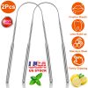 2Pcs Tongue Scraper Cleaner Stainless Steel Dental Fresh Breath Cleaning Oral Tongue Care Tool