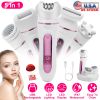 5 In 1 Electric Body Epilator Rechargeable Women's Grooming Kit Epilator Shaver Facial Brush Callus Remover 5-Point Massager with LED Light LED Displ