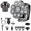 6 In 1 9D Electric Head Shaver for Men Cordless Rechargeable Wet Dry Razor with LED Display Travel Lock Stall Protection Cleaning Reminder