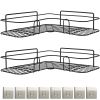 2Pcs Corner Shower Caddy Shelves Wall Mounted Basket Rack Bathroom Shampoo Holder Storage Organizer W/ 8Pcs Adhesive Hooks For Toilet Dorm Kitchen