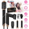 5 In 1 Hot Air Styler Straightener Curler Dryer Automatic Wrap Styler Hair Dryer Brush Set with 3 Temp Settings ALCI Plug Glove Cable Tie 2 Alligator