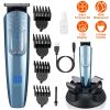 5-In-1 MenàBeard Trimmer Cordless Hair Clipper Electric Waterproof Shaver Grooming Kit w/ LED Display for Nose Ear Facial Hair