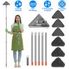 21.85?To 82.68?Length Adjustable Triangle Cleaning Mop Wall Cleaner Mop with Long Handle Window Baseboard Floor Ceiling Mop with 6 Replacement Pads
