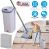 Mop Bucket with Wringer Set Flat Floor Mop Clean and Dry Separate Bucket 3 Replaceable Pads Hands Free Home Floor Cleaning Mop Reusable Washable Mop P