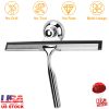 10.24in Shower Squeegee Cleaner All-Purpose Stainless Steel Glass Car Window Wiper w/ Suction Cup Hook¯r Shower Doors Bathroom Mirror