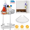 2-Tier Corner Shower Caddy Shelf Stainless Steel Wall Mount Shampoo Organizer Basket Rustproof Adhesive Toiletries Rack For Bathroom Kitchen Dorm