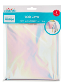 Rectangular Iridescent Tablecloth, 54 x 96 Inch, Decorative Plastic Party Table Cover
