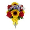 Mainstays 20-Inch Outdoor Artificial Flower Arrangement in Vase with 'Mom' Sign, Yellow Sunflower and Red Peony, Weather-Resistant Memorial Décor