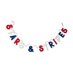Way To Celebrate Patriotic Stars And Stripes Fabric Garland 6 Feet Red White Blue Party Decoration