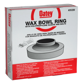 Oatey Leak-Proof Petroleum Toilet Wax Bowl Ring with Polyethylene Sleeve and Bolts