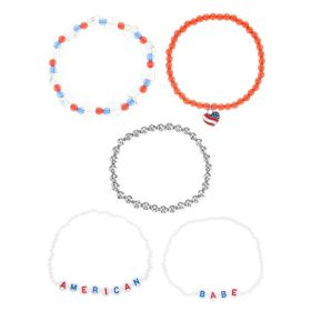 Way To Celebrate Americana "American Babe" Beaded Stretch Bracelets – 5 Pieces