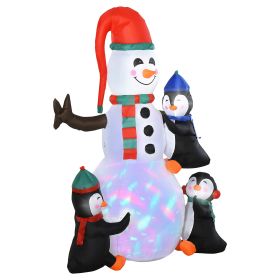 HOMCOM 6' Christmas Holiday Yard Inflatable Outdoor Light Up LED Xmas Decoration 3 Penguins Building Snowman