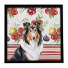 Tricolor Collie Vegetables Framed Metal Print Bathroom, Kitchen, Office, Home Decor Wall Art Ready to Hang, Square, 8X8