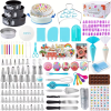 Cake decorating kit, 655 pieces of decorations, including 3 springform pan covers, icing nozzle, rotating pan cake cover, piping bag, stand