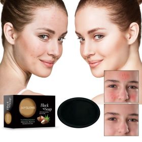 Jaysuing Shea Butter Black Soap, Acne Pimple Acne Clear Pores Moisturize Smooth Skin Soap
