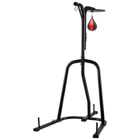 2 in 1 Punching Bag Stand, Steel Heavy Duty Workout Equipment, Adjustable Height Boxing Punching Bag and Speed Bag Stand, Freestanding Sandbag Rack