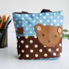 [Bear-Skyblue] Blancho Applique Kids Fabric Art Mini Shopper Bag/Tote Bag-Small Size (9.4*2.7*7.8)
