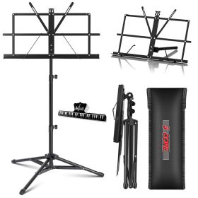 5 Core Music Stand Adjustable Desktop Book Stands Portable Sheet Holder All Metal Foldable Bookstand - MUS FLD BLK